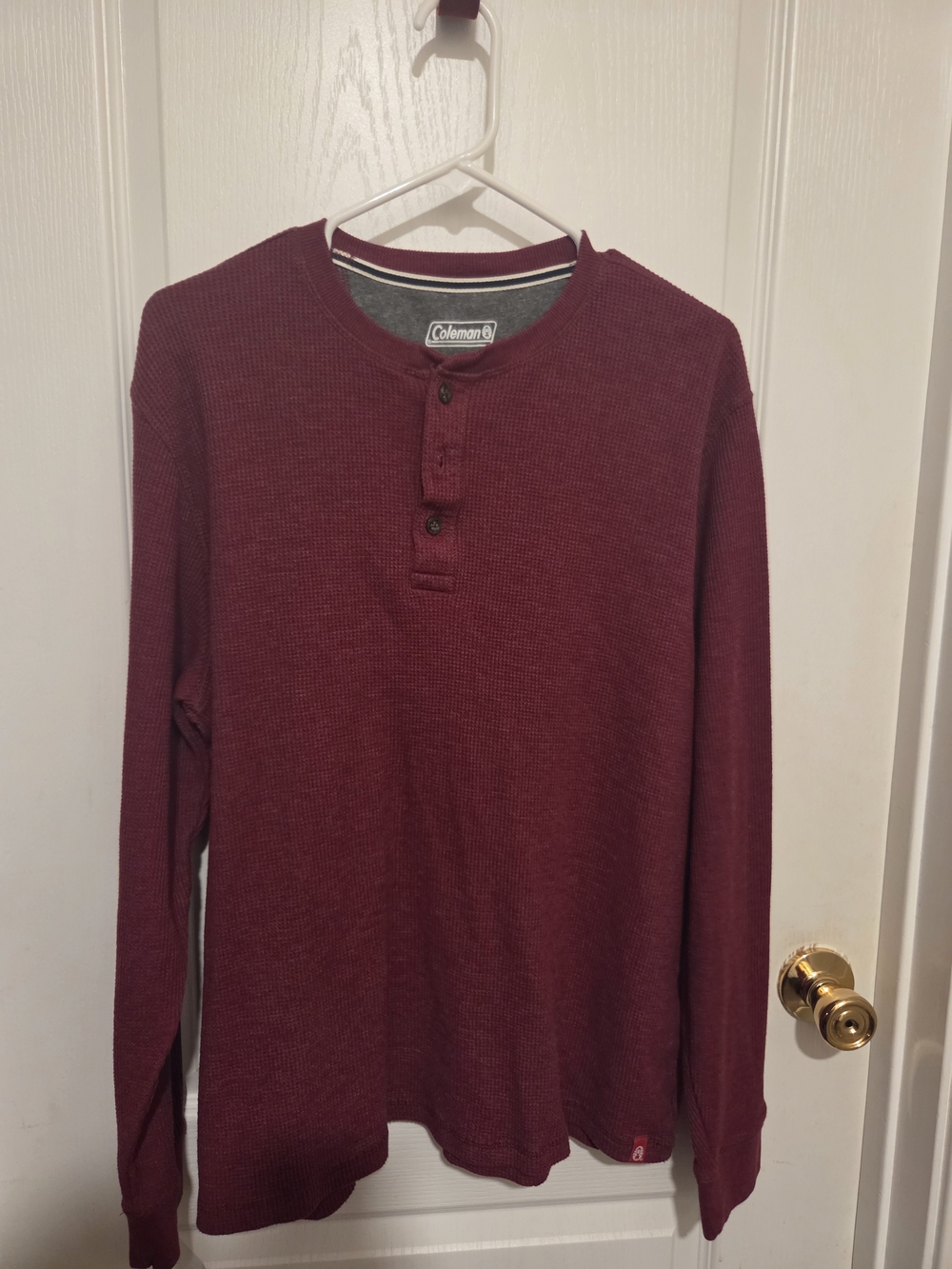 Coleman Men’s Long-Sleeve Henley Shirt - Burgundy